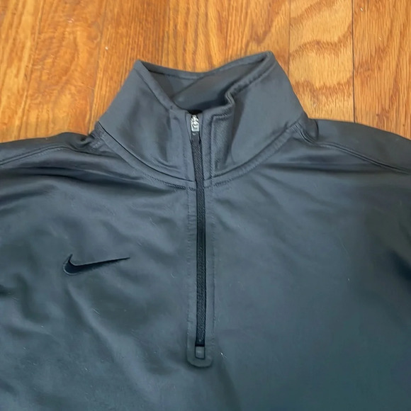 Nike dri-fit quarter zip fleece lined pullover shirt sweatshirt grey men’s s - Picture 5 of 7